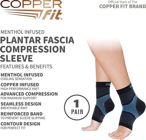 Copper Fit ICE Plantar Fasciitis Compression Ankle Sleeve - Menthol ...