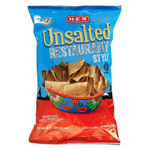 H-E-B Restaurant Style White Corn Tortilla Chips - Unsalted | Fig App