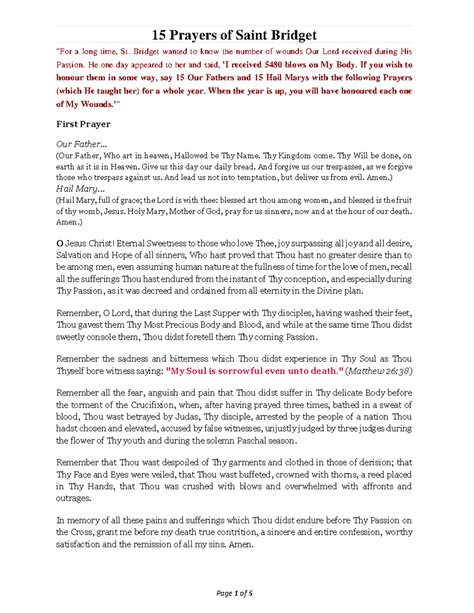 St Bridget 15 Prayers