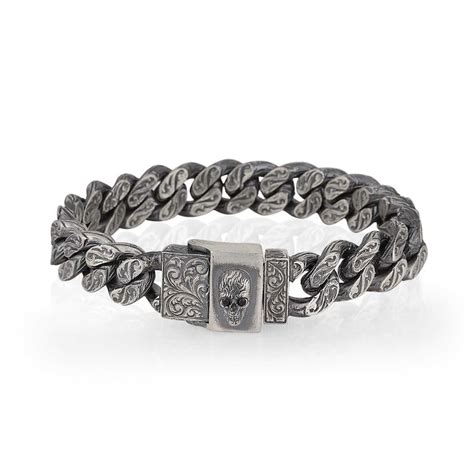 Buy Sterling Silver Skull Bracelet for Men, Artisan Crafted Dry-head ...