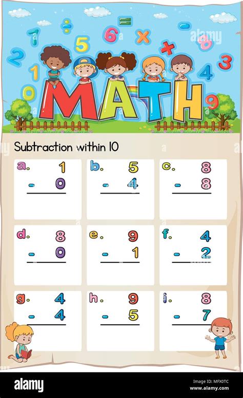 Difference within 10 Worksheet 的图像结果