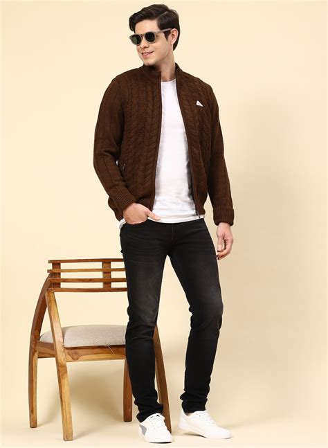 Buy Men Brown Self Design Wool blend Jacket Online in India - Monte Carlo