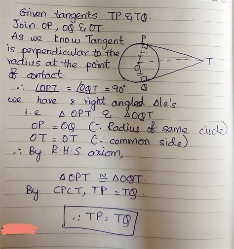 two tangents TP and TQ are drawn to a circle with centre O from an ...