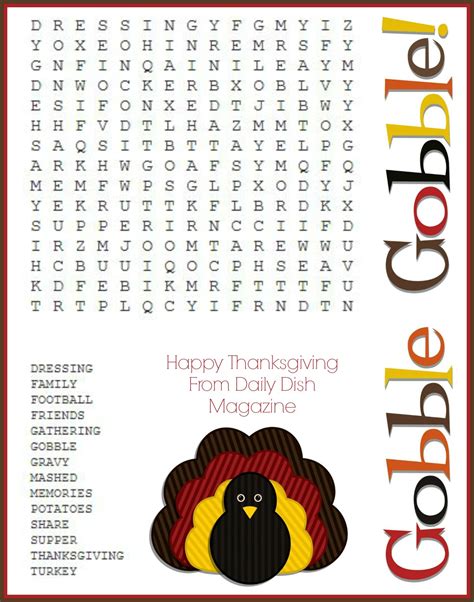 Thanksgiving Printable Word Search - Printable Board Games