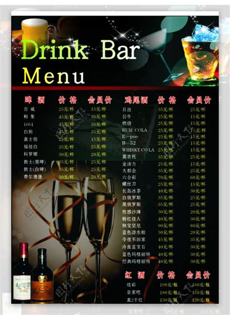 蓝色简约酒水酒吧海报价目表图片下载 - 觅知网