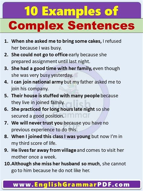 Examples of Complex Sentences 的图像结果