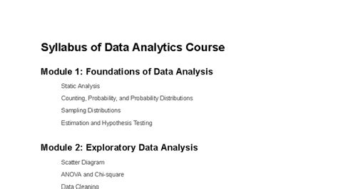 Data Analytics Course Syllabus: Foundations to Advanced Techniques ...