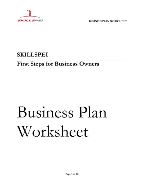Business Plan Worksheet 的图像结果