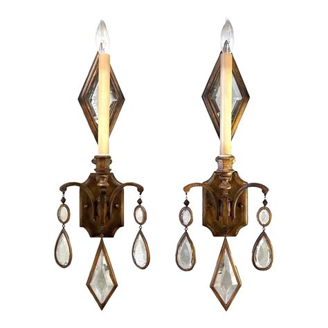 Large-Scaled "Encased Gems" Sconce Pair by Fine Arts Lamps | Chairish