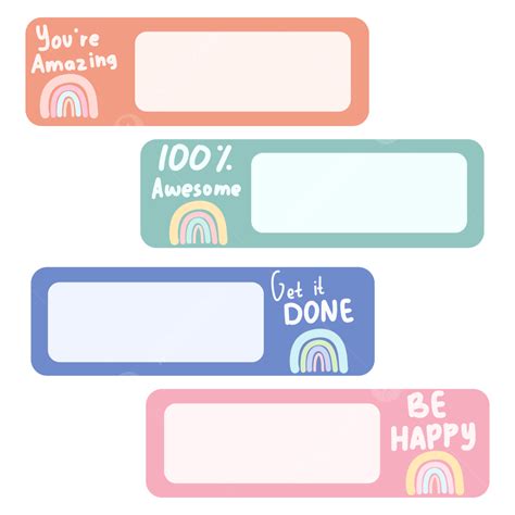 Cute Name Tag White Transparent, Cute Name Tag With Rainbow ...