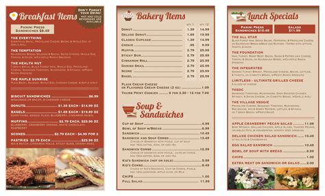 Menu – The Village Bakery