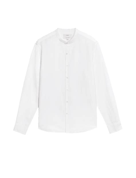 Buy Cotton Linen Blend Grandad Collar Shirt at Marks & Spencer