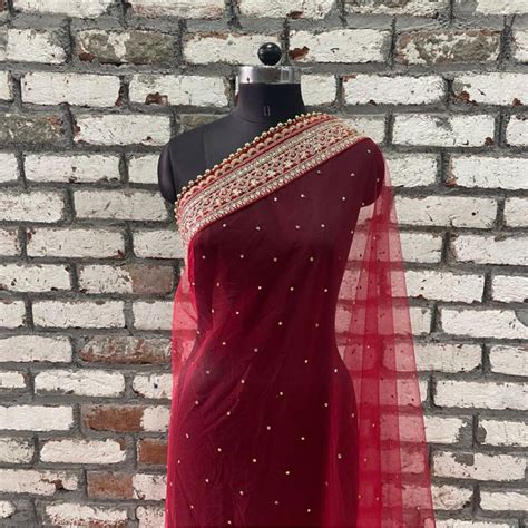 Bridal Saira Red Sequin Embroidered Net Dupatta – anokherang
