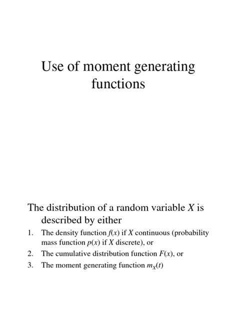Image result for Moment Generating Function Applications