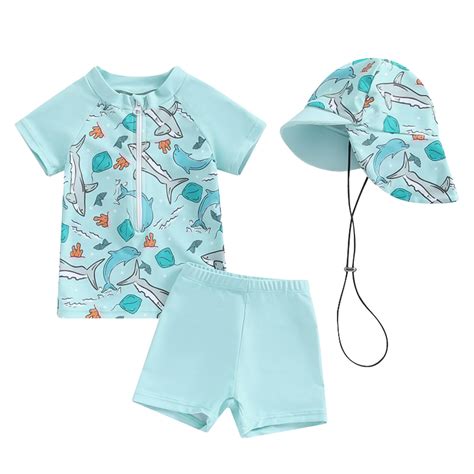 MEZZALL Swimsuit Boy 3 Piece Boys Swim Set Short Sleeve Boys Swim Shirt ...