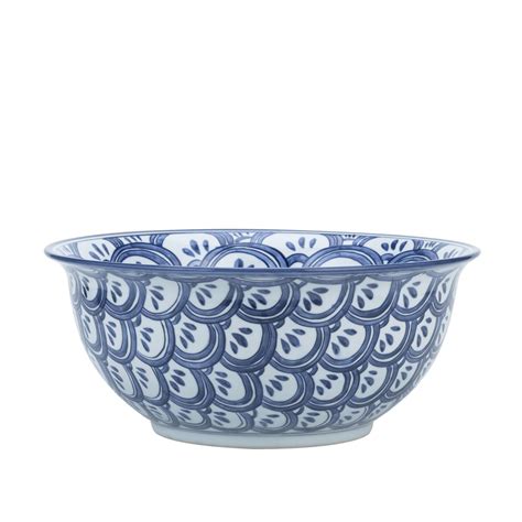 Legend of Asia Blue And White Porcelain Bowl With Sea Wave Motif 1262