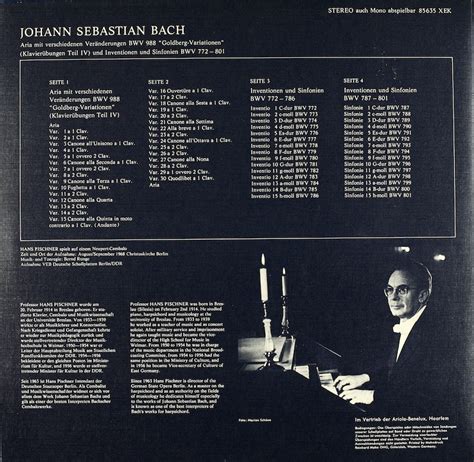 Hans Pischner. Bach. Goldberg-Variationen BWV 988. Inventionen und ...