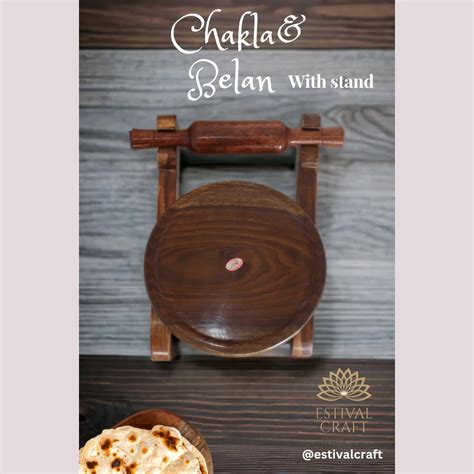 Buy Estival Craft Wooden Chakla Belan Set with Stand | Rolling Pin ...