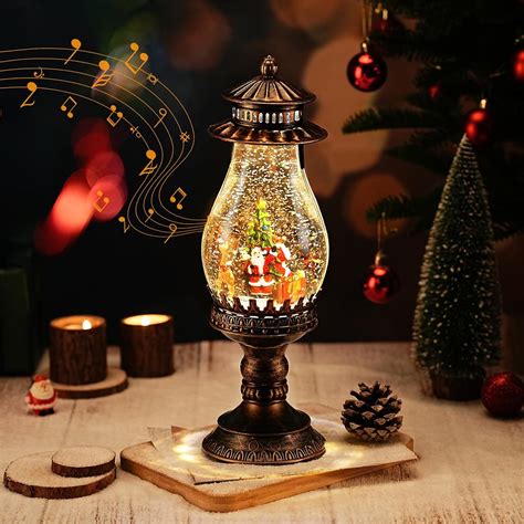 Amazon.com: Vintage Snowglobe Lantern with Music & Light, 12.6in Large ...