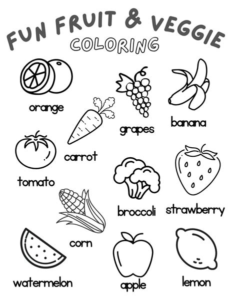 Fruit And Vegetable Colouring Sheets