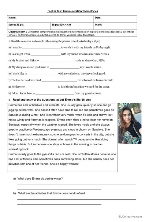 Communication and Technology Worksheets 的图像结果