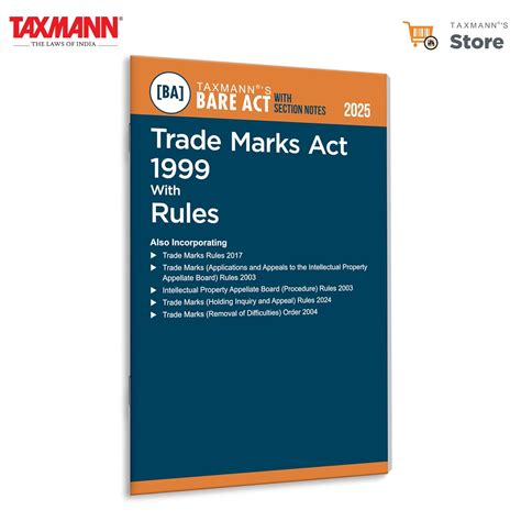 Buy Taxmann's Trade Marks Act 1999 with Rules [Bare Act with Section ...