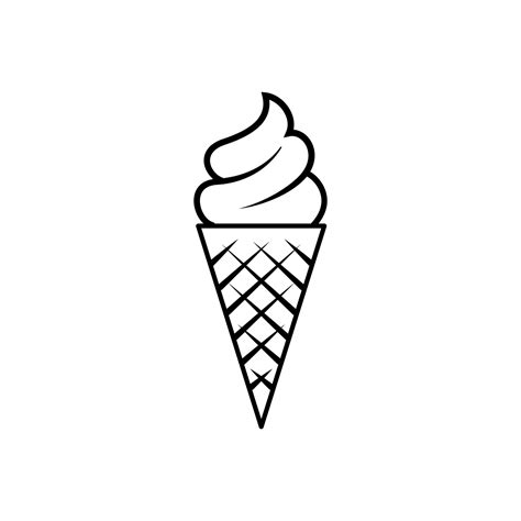 Ice cream cone. Black and white vector illustration. Good for coloring ...