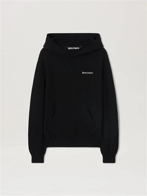 Logo Knit Hoodie in black - Palm Angels® Official