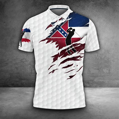 Old Mississippi Golfer Polo Shirt Old Mississippi Flag Mens Golf Cloth ...