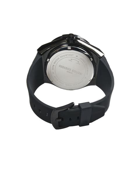 RODERICO GIULIANI ANALOG BLACK DIAL BLACK CASE BLACK SILICONE STRAP ME