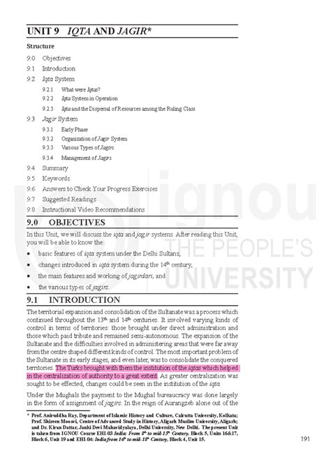 UNIT 9: Iqta and Jagir Systems in Mughal Administration - Studocu