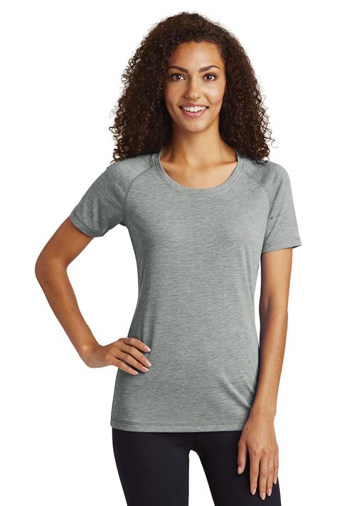 Sport-Tek LST400 - Ladies PosiCharge Tri-Blend Wicking Scoop Neck ...