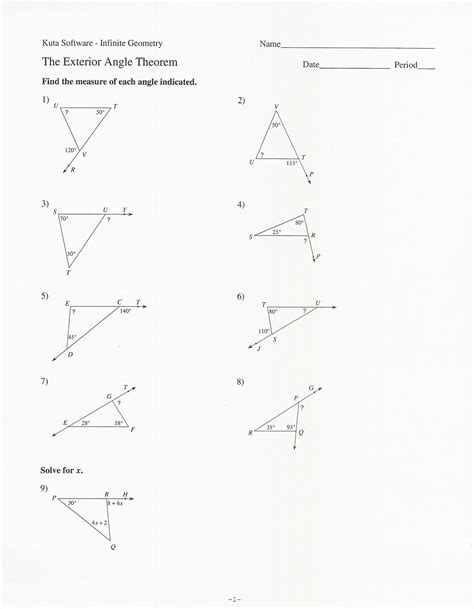 Worksheet Triangle Sum And Exterior Angle Theorem Answers — db-excel.com
