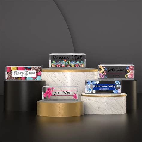 Buy Office Desk Name Plate Personalized | Acrylic Clear Glass Block ...