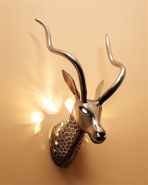 Trophy Deer Head Wall Light, Wall Art Deco Metal Lamp, Modern antler w ...