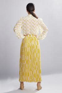 Buy White Georgette Chevron Print Bow Shirt For Women by Koai Online at ...