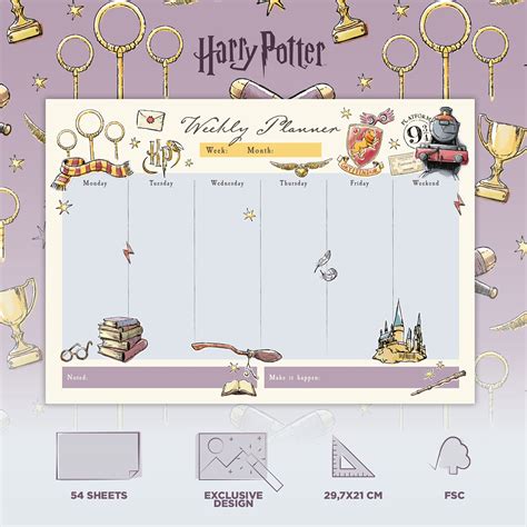 Official Harry Potter Weekly Planner A4 - Harry Potter Calendar ...