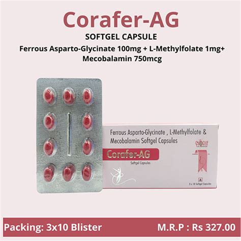 Corafer Ag - Ferrous Asparto-Glycinato 100 mg + L-Methylfolate 1 mg ...