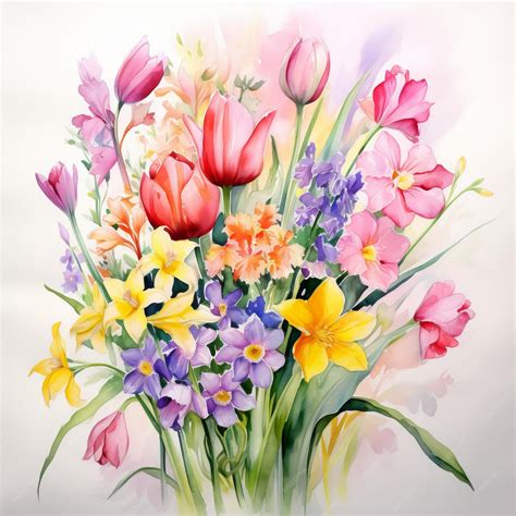 Premium Photo | A creative watercolor painting of a flower bouquet on a ...