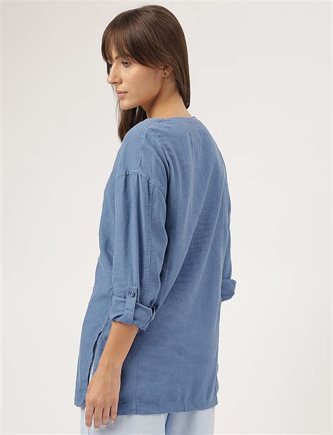 Buy Linen Blend V-Neck Top at Marks & Spencer