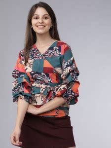 Tokyo Talkies Casual 3/4 Sleeve Printed Women Multicolor Top - Buy ...
