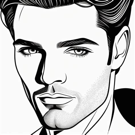 Black and White Male Human Face Sketch | Stable Diffusion Online