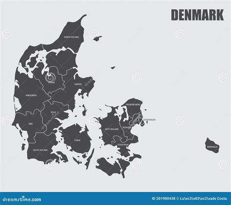 Denmark provinces map stock illustration. Illustration of copenhagen - 201900438
