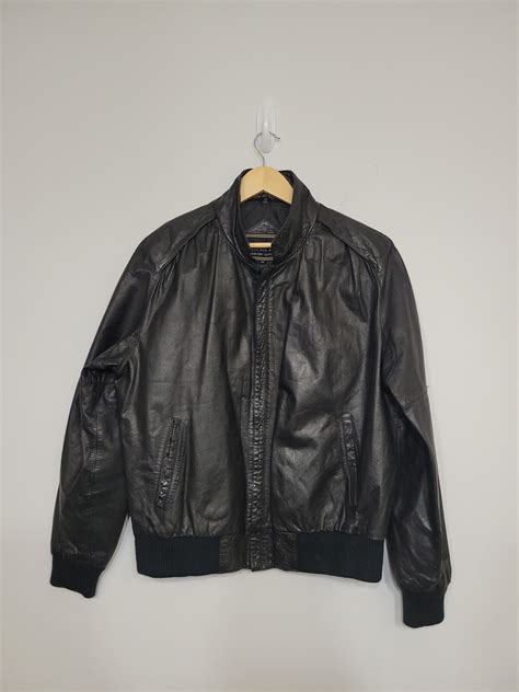 Cooper Men's Leather Bomber Jacket Black Size 44 Vint… - Gem