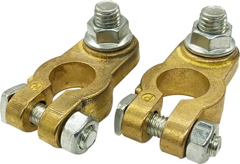 Ampper Brass Battery Terminal Connectors, Top Post Battery Terminals Clamp Set for Marine Car ...
