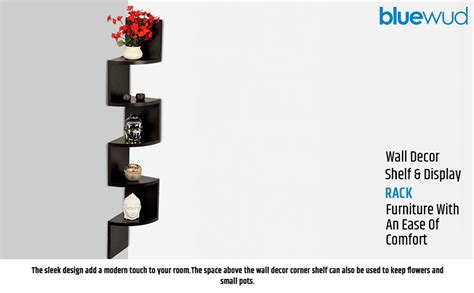 BLUEWUD Morpheus Engineered Wood Wall Decor Floating Shelf Display Rack ...