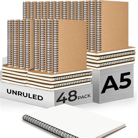 Rosmonde 48 Pack Kraft Cover Spiral Notebook A5, 120 Pages(60 Sheets ...
