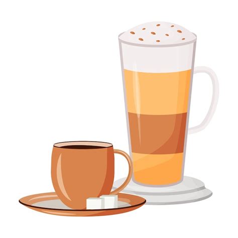 Ilustração dos desenhos animados de café. Bebida de cafeína em camadas ...
