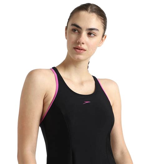 Buy Speedo Women's Endurance10 Racerback Swimdress With Boyleg - Black ...