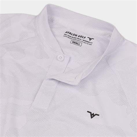 White Blade Collar Golf Shirt for Men | The Avalon Tour Blade Polo